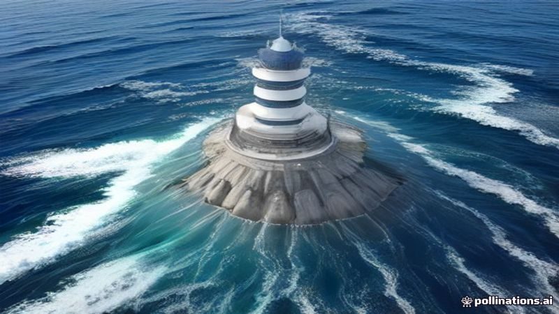 海底鲍鱼养殖基地实拍全景，蓝色海水中密集排列的养殖笼清晰可见，光线透过水面形成丁达尔效应，画面震撼壮观